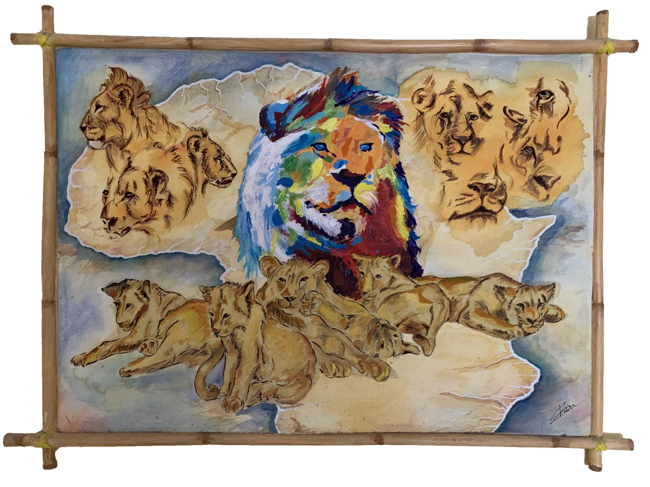 peinture Africa Lionspour Nils