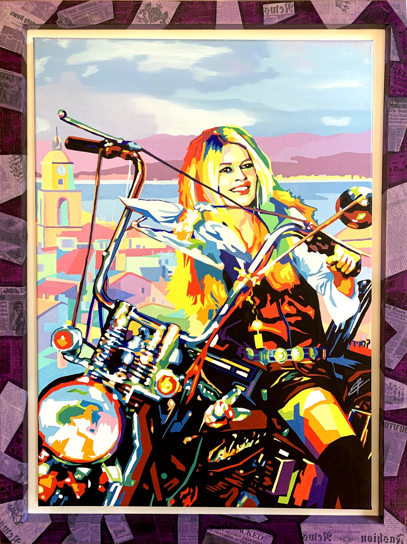 peinture Brigitte Bardot Harley Davidson