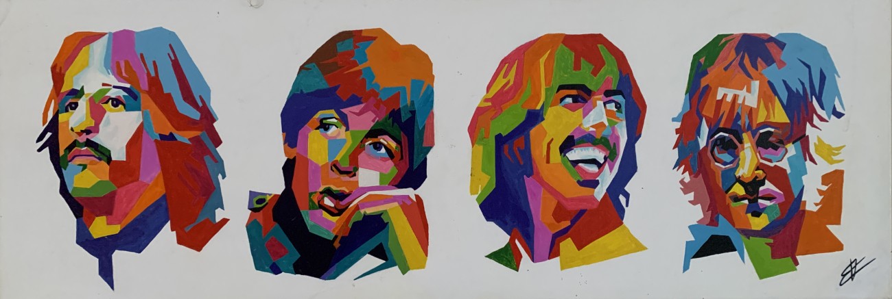 peinture The Beatles4 garçons dans le vent
