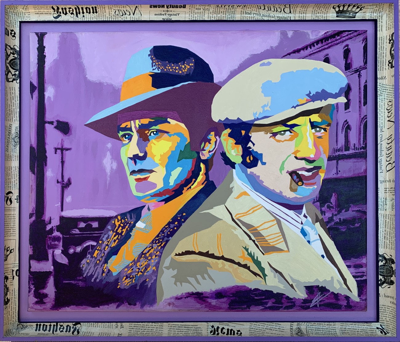 peinture Borsalino A.Delon & JP. Belmondo